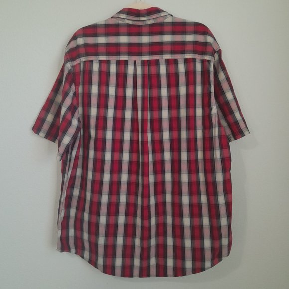 Carhartt Essential Plaid Short Sleeve Button Down Shirt Cotton Red Men's Size XL - Picture 9 of 9
